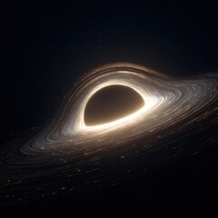 Realistic Black Hole with Light Swirl -  Deep Space Cosmic Illustration