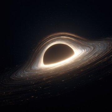 Realistic Black Hole with Light Swirl -  Deep Space Cosmic Illustration