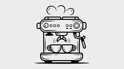 Sleek modern espresso machine brewing two perfect cups of coffee with aromatic steam rising, capturing the essence of a cozy morning.