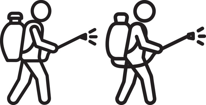 Pest control worker spraying pesticide silhouette