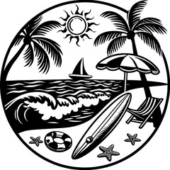 vector illustration of a tropical beach