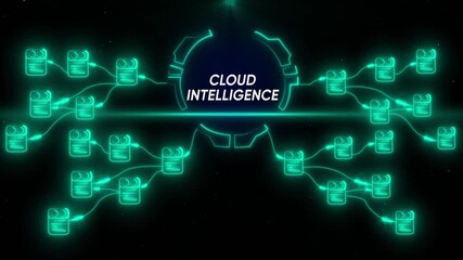 Digital network connection cloud intelligence data flow abstract technology concept glowing neon - Powered by Adobe