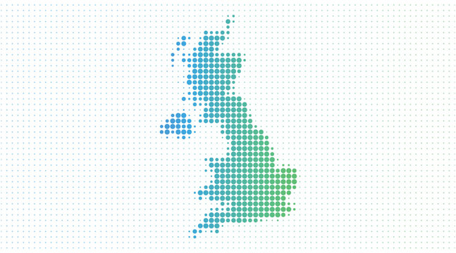 United Kingdom dotted map in modern halftone style