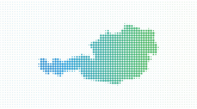 Austria dotted map in modern halftone style