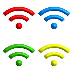 3D render wifi icon set isolated on white background. 