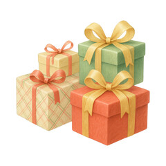Obraz premium PNG Colorful gift boxes with ribbons.