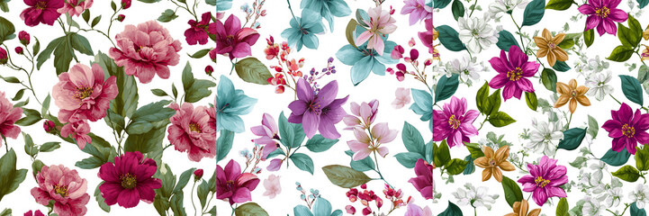 Set of Elegant arrangement of pink blossoms on a white background on transparent png background. Ai generated