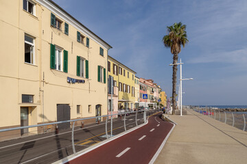 Bike lane in the Italian city of Imperia, Liguria, Italy
