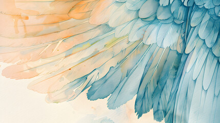 Fototapeta premium close-up watercolor bird wing detail layered