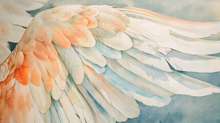 Fototapeta premium close-up watercolor bird wing detail layered