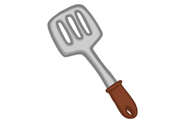 A spatula with a wooden handle
