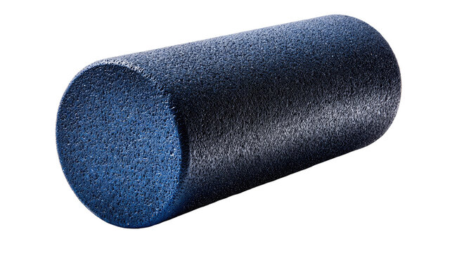 Dark blue cylindrical foam roller