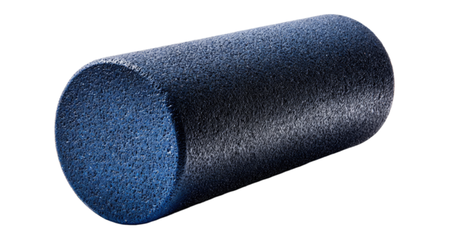 Dark blue cylindrical foam roller