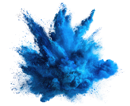 Exploding vibrant blue powder