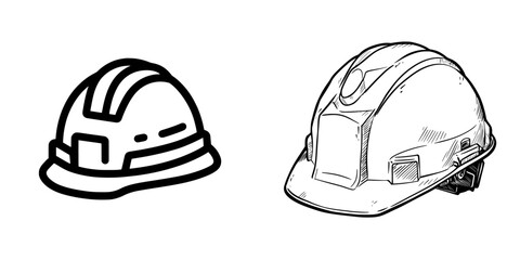 Icon representing a safety helmet for construction work in a modern illustration
