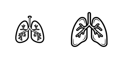 The lungs organ anatomy is depicted in a flat modern illustration as an editable stroke outline icon on a white background