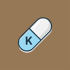 Vitamin K capsule icon logo flat vector design