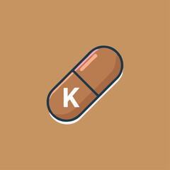 Vitamin K icon logo flat vector design