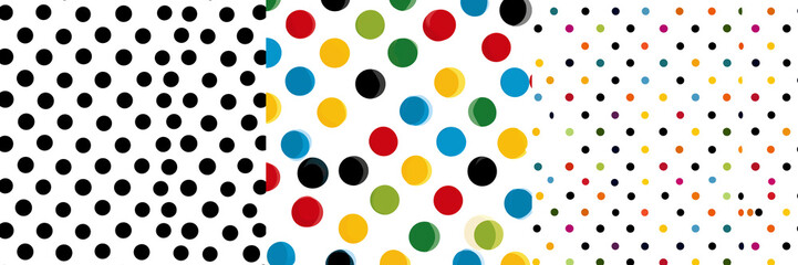 Set of Repeating pattern with pastel and vivid dots, graphic design texture on transparent png background. Ai generated