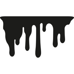 Abstract Black Dripping Paint Effect On Transparent Background For Graphic Design Elements And Art