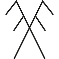 Abstract Black Geometric Symbol Formed by Intersecting Lines on White Background Minimalist Icon Design Clean Lines and Sharp Angles