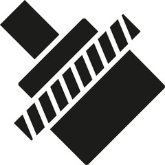 Abstract Black Graphic Symbol Represents Mechanical Components Intersecting Geometric Shapes Against White Background