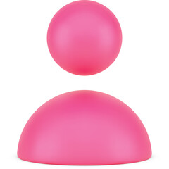 Abstract 3D representation of a person icon in bright pink with a transparent background symbolizing user profile and identity