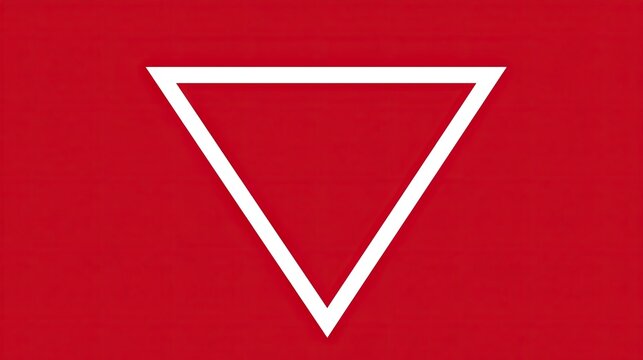 Simple Minimal White Outline Triangle on Red Background