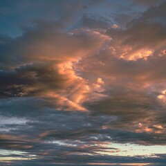 Fototapeta premium fiery sunset clouds with dramatic golden light illuminating the evening sky