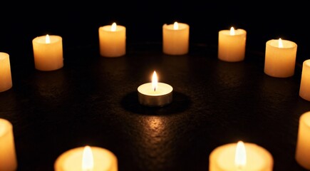 양초위에 은은하게 타오르는 불