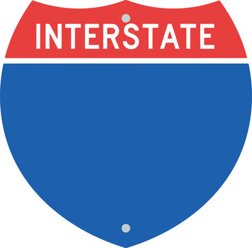 Blank interstate highway sign shield red blue empty route marker vector