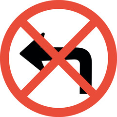 Fototapeta premium No left turn traffic sign prohibitory symbol transportation safety vector