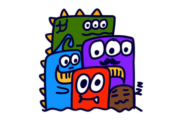 Funny Cartoon Monster Illustrations in Bright Colors