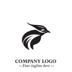 Obraz premium Elegant Bird Logo Symbol in Black on White Background with Minimalist and Modern Design