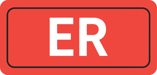 Bright red er sign urgent medical care emergency room door vector