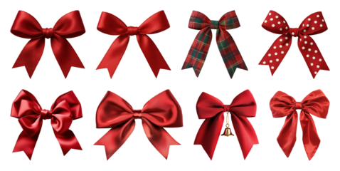 PNG Elegant red bows collection, element set on transparent background