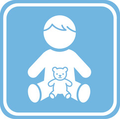 Cute baby boy holding teddy bear icon vector simple illustration vector