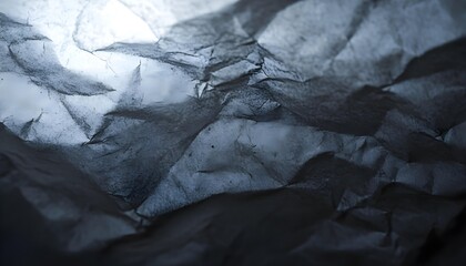 Abstract macro shot of crumpled paper with light shining through the folds