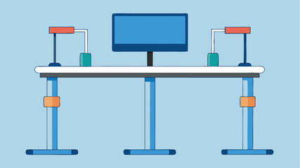 Fototapeta premium Ergonomically designed desks that automatically adjust height based on user preference integrated with digital health monitoring features.
