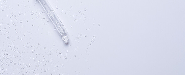 The texture of cosmetic micellar water or moisturizing toner. Copy space