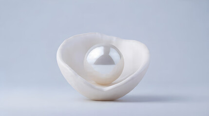 A shiny white pearl, on white background