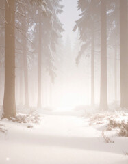 冬の森　雪　白い　お正月　クリスマス　Generative AI	
