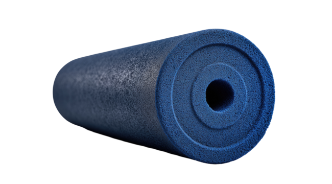 Dark blue cylinder with a hole, likely a foam roller