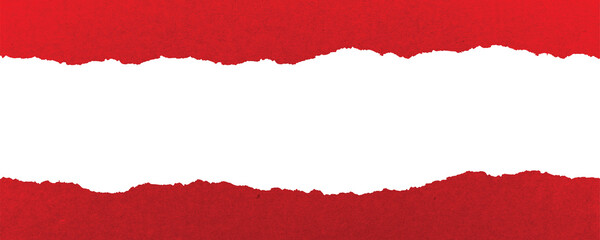 Red torn paper banner with copy space isolated on a transparent background
