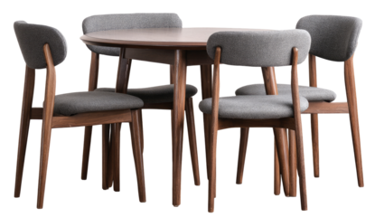 Wooden dining set, round table, 4 chairs