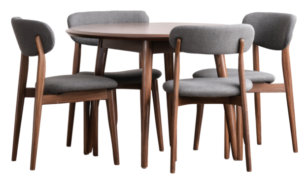 Wooden dining set, round table, 4 chairs