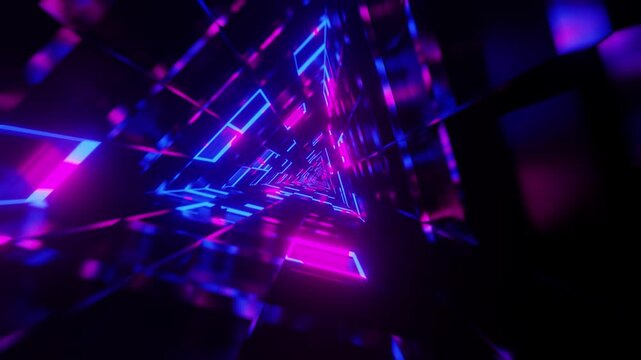 Triangle rotated mirrored blue with pink glass VJ tunnel loop