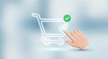 Online Shopping Cart Confirmation - Hand Clicking Add to Cart Button.