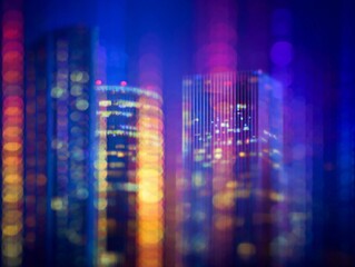 A futuristic autumn city where skyscrapers, morning lighting and sunrising