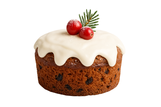 Mini cake with white icing and berries. Sweet Christmas symbol. - Powered by Adobe